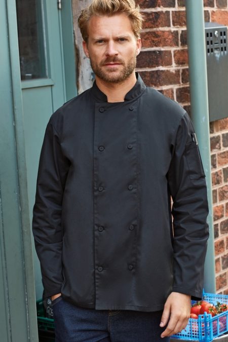 pitkahihainen_kokin_takki_coolchecker_black_promo PITKÄHIHAINEN coolchecker® kokintakki